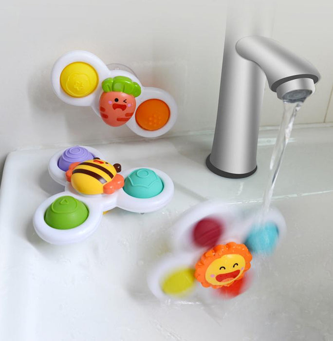 3 Piece Boy Kids Bath Suction Cup Spinning Toys