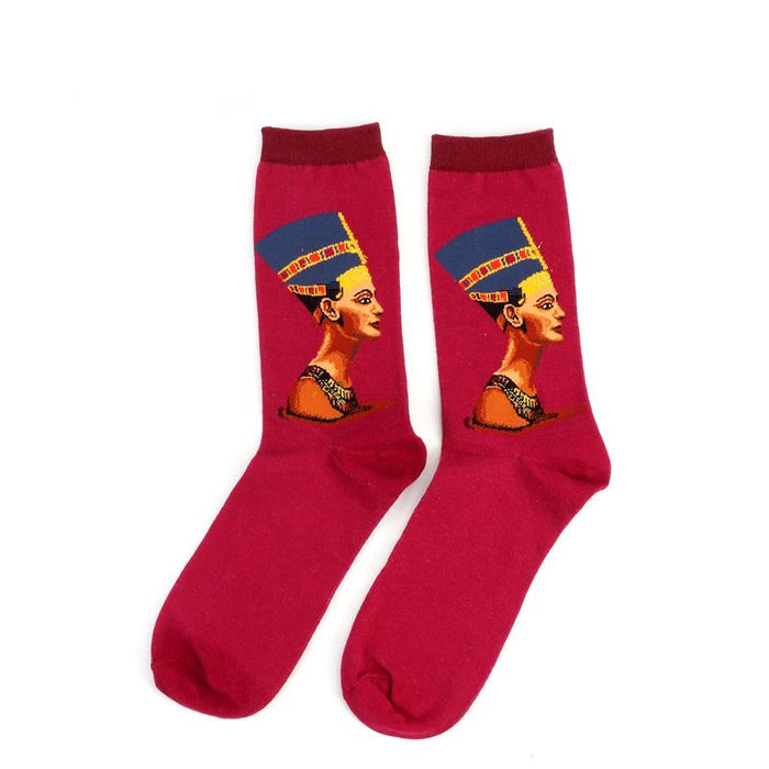 Winter Retro Women Art Van Gogh Mural World Famous Oil Painting Funny Socks