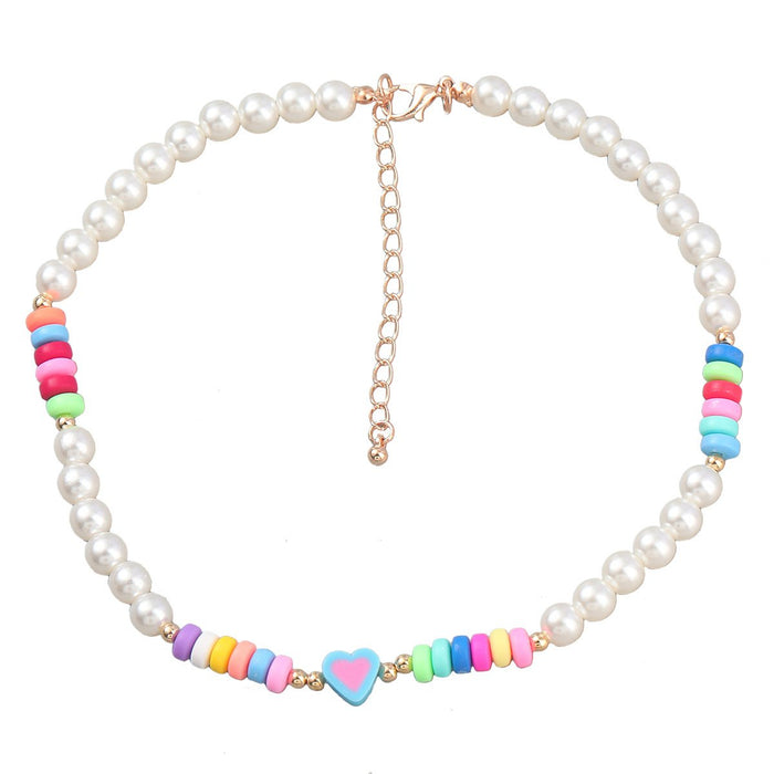 Fashion National Style Bead love shaped Resin Necklace