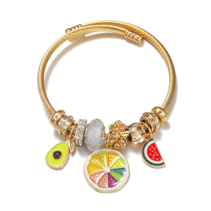 DIY Stainless Steel Gold Bracelet Summer Fruit Party Bracelet
