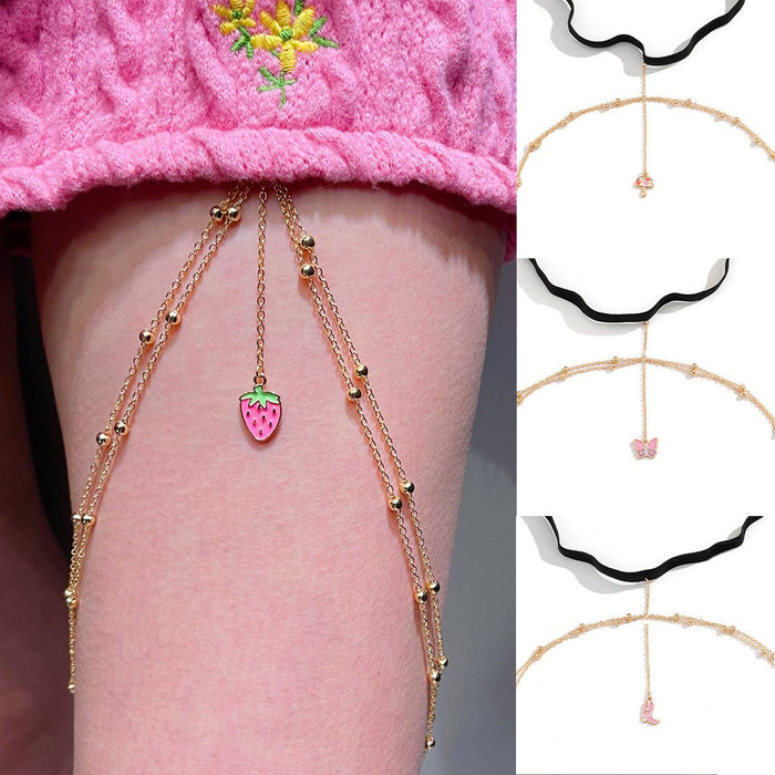 Simple Fashion Strawberry Butterfly Sexy Thigh Chain Body Chain