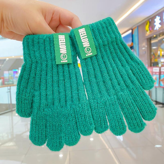 Winter Baby Sweet Cartoon Knitted Yarn Keep Warm Gloves