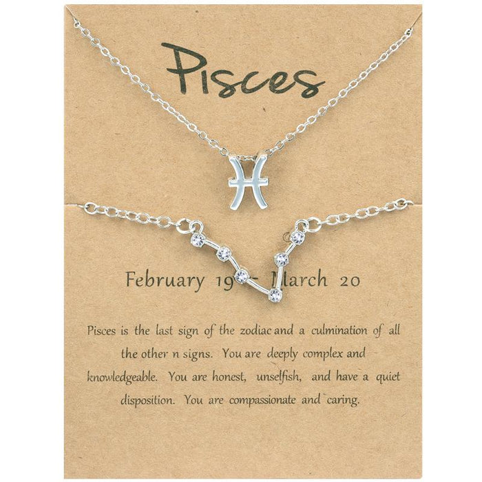 Twelve Constellations Necklace Diamond Bracelet Card Set
