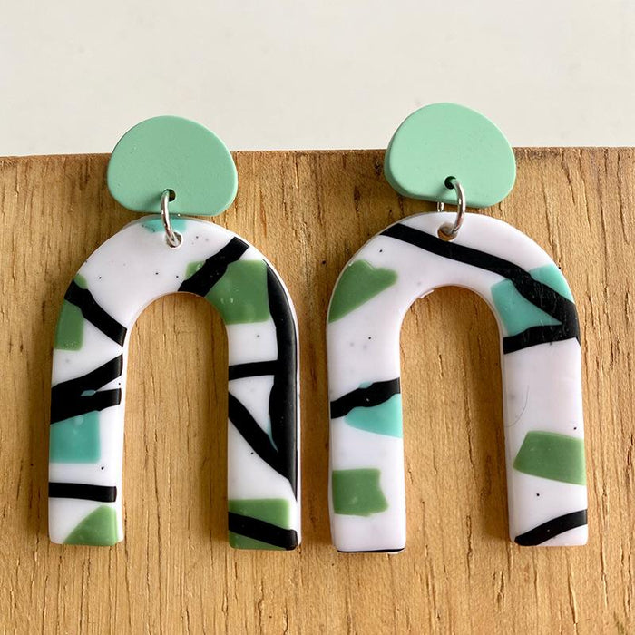 Polymer Clay Graffiti Green Earrings