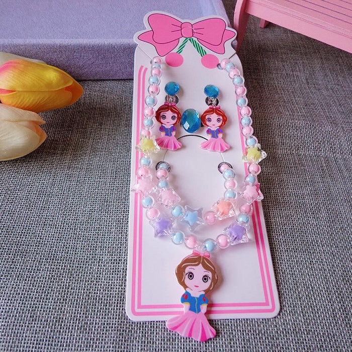 Children's Jewelry Cartoon Princess Sweater Chain Necklace Bracelet Set