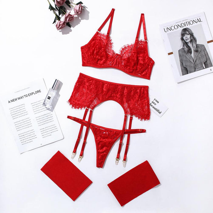 Fashion Sexy Lingerie Eyelashes Lace Underwear Set