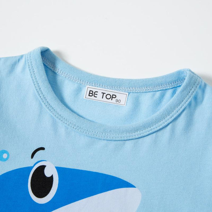 Children's short sleeve cartoon three-dimensional shark Top Boys' cotton T-shirt