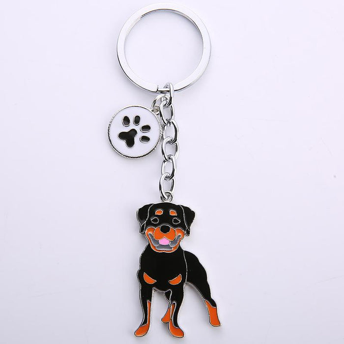 Multicolor Pet Dog Painted Zinc Alloy Keychain