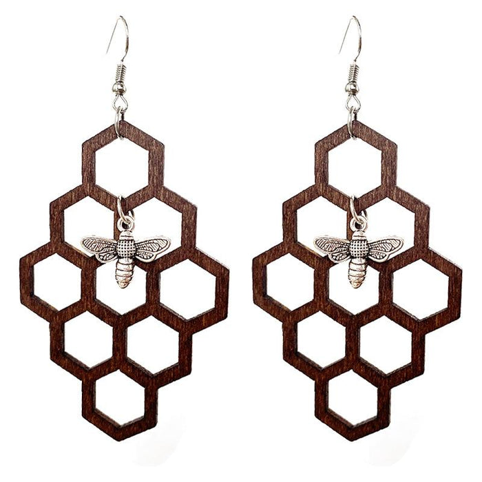 Fashion Creative Personality Exaggerated Wooden Female Earring