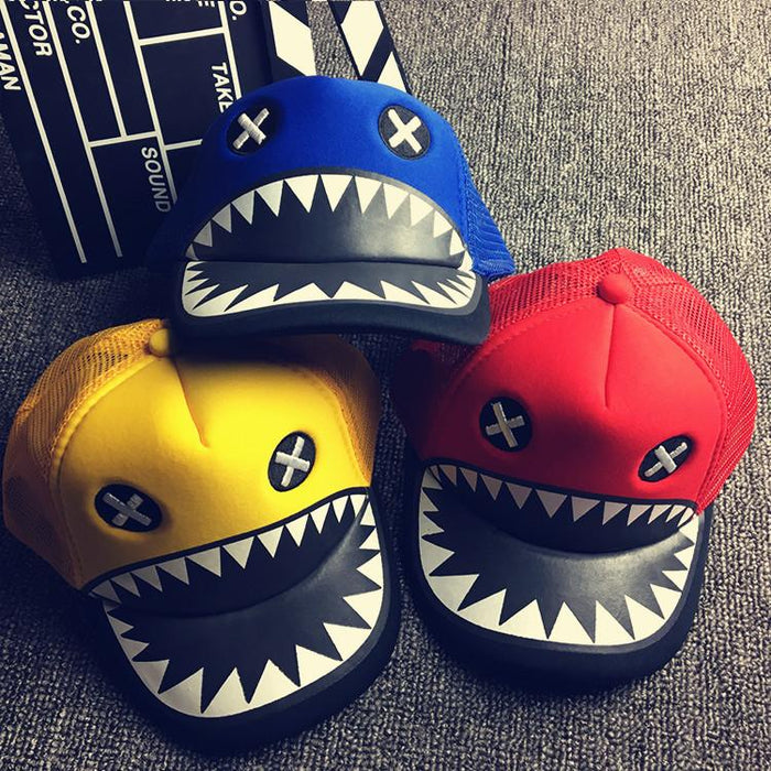 Summer Children's Cartoon Shark Sunshade Net Cap
