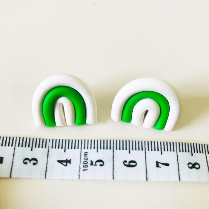 Green Gift Box Snowman Leaf Clay Knot DIY Stud Earrings