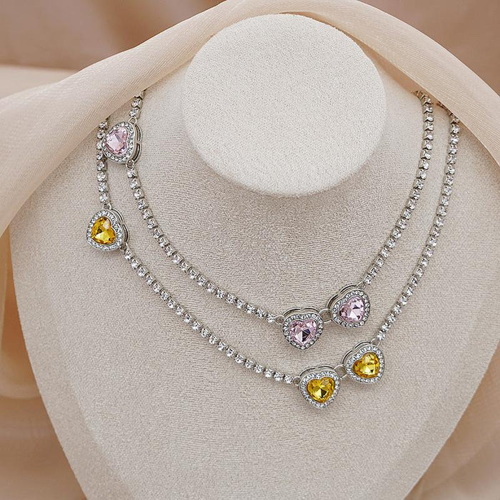 Love Zircon Women's All-match Necklace Clavicle Chain