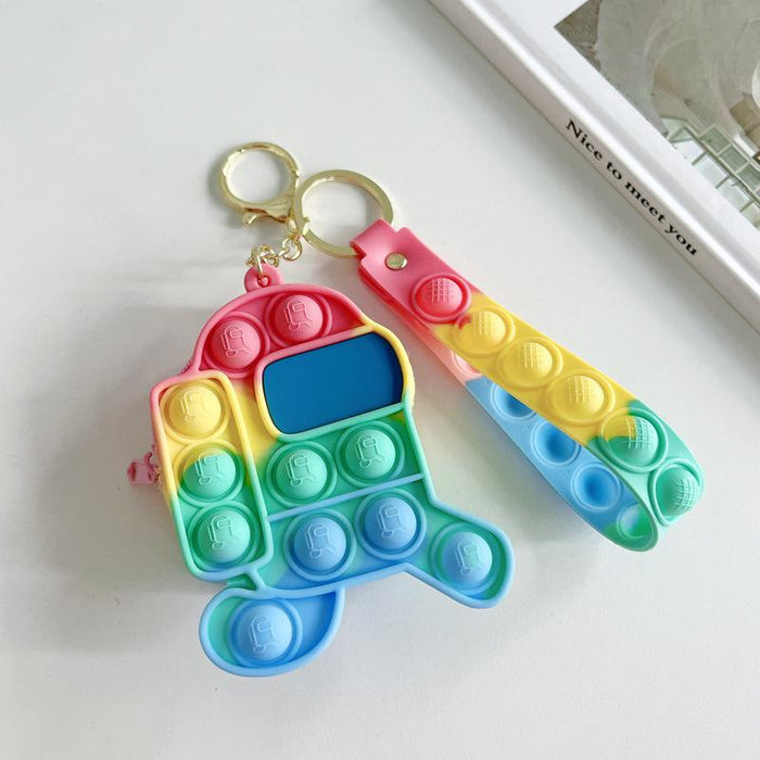 Small Keychain Coin Purse Spaceman Bear Fingertip Toy