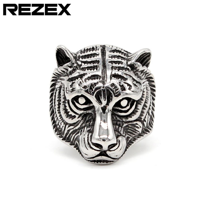 Personalized Tiger Head Men's Titanium Steel Ring Animal Ring