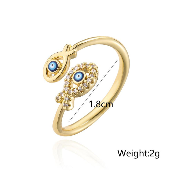 Oil Drop Magic Eye Pisces Geometric Open Ring