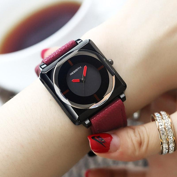 Square Women Leather Wrist Watches
