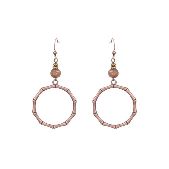 Tassel Vintage Wooden Beads Woven Geometric Hollow Earrings Jewelry