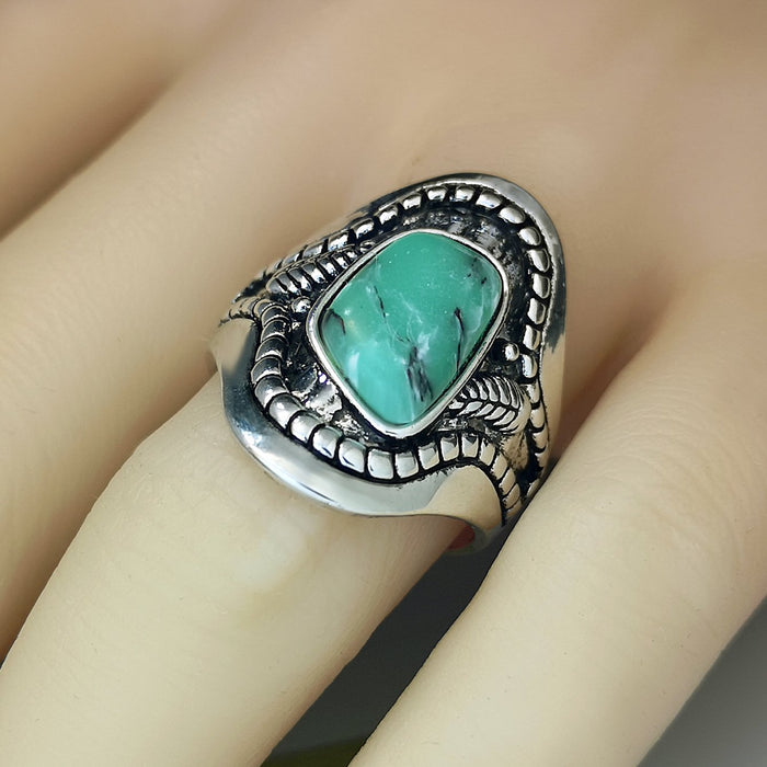 Creative Leaves Marble Turquoise Ring