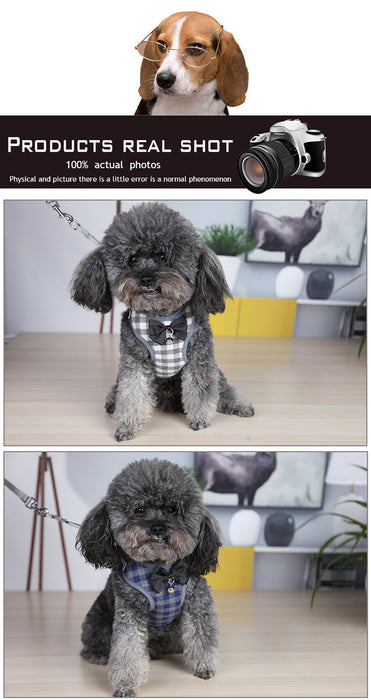 Plaid Evening Dress Small Dog Harness Vest With Leash Pitbull Mesh Puppy Harness Beagle Pet Accessories Cats Products For Pets