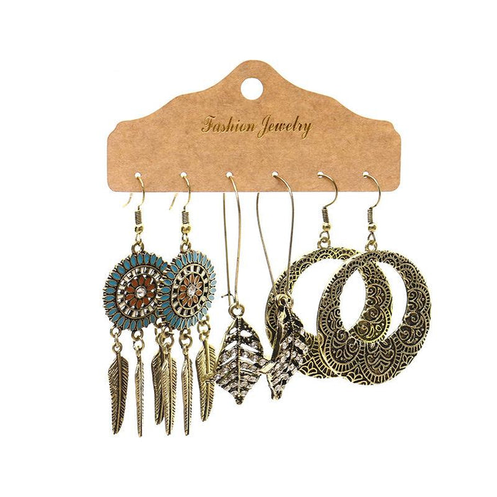 3 pairs/set Earrings Bohemian Style Jewelry X0X36212