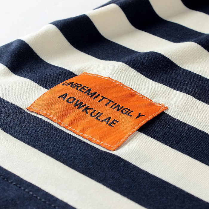 Knitted stripe label top children's short sleeve