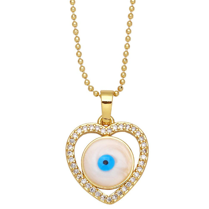 Advanced Geometric Love Diamond Inlaid Devil's Eye Necklace