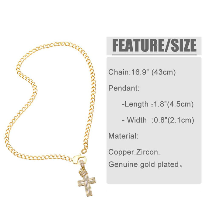 Fashion New Crown Cross Pendant Love Necklace
