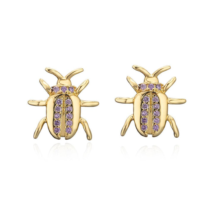 New Insect Series Gold Personalized Zircon Earrings