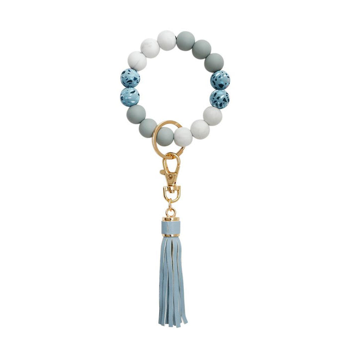 New Tassel Wood Bead Bracelet Silicone Bracelet Key Chain