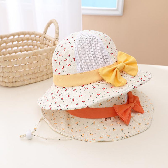 Summer Cute Bow Children's Breathable Mesh Fisherman Hat