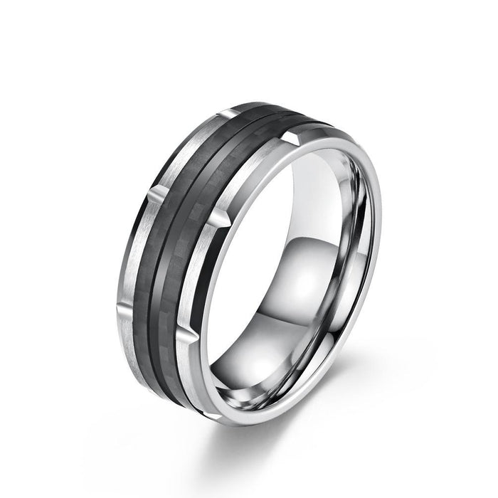 Solid Stainless Steel Carbon Fiber Titanium Steel Men's Ring