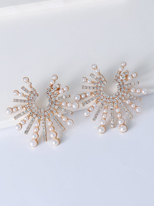 New Female Creative Fashion Sunflower Earrings Accessories Inlaid Rhinestone