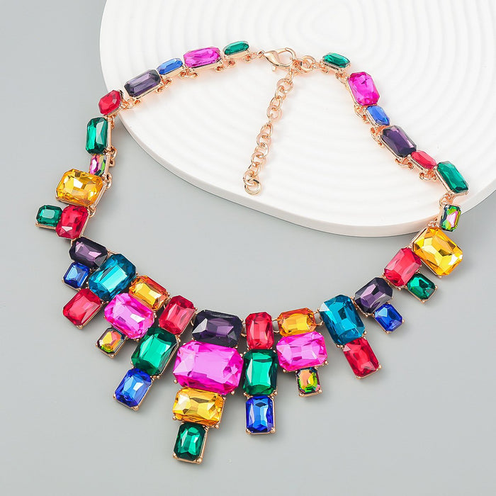 Women's Multicolor Rhinestone Alloy Clavicle Chain Necklace