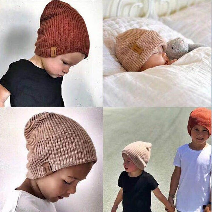 Kids Solid Knitted Beanies