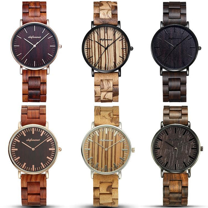 2022 New Men's Wooden Watch Ultra Thin Classic Sandalwood Watch Alloy Watch