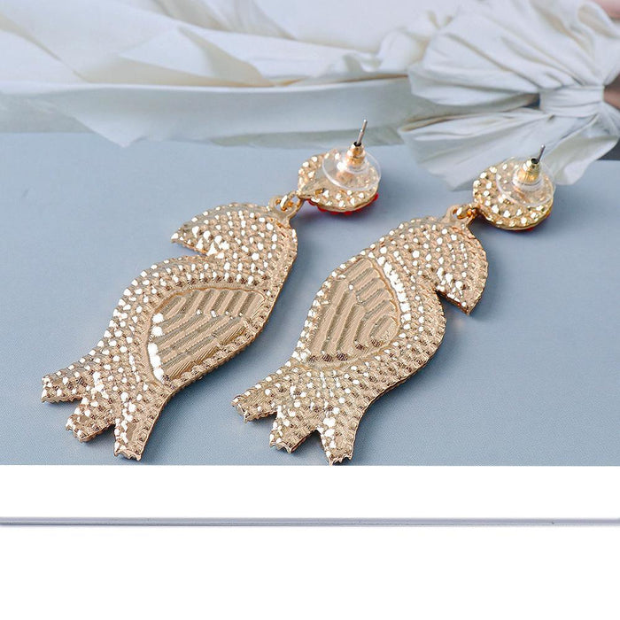 New Creative Exaggerated Personality Parrot Female Earrings Accessories Inlaid Rhinestone