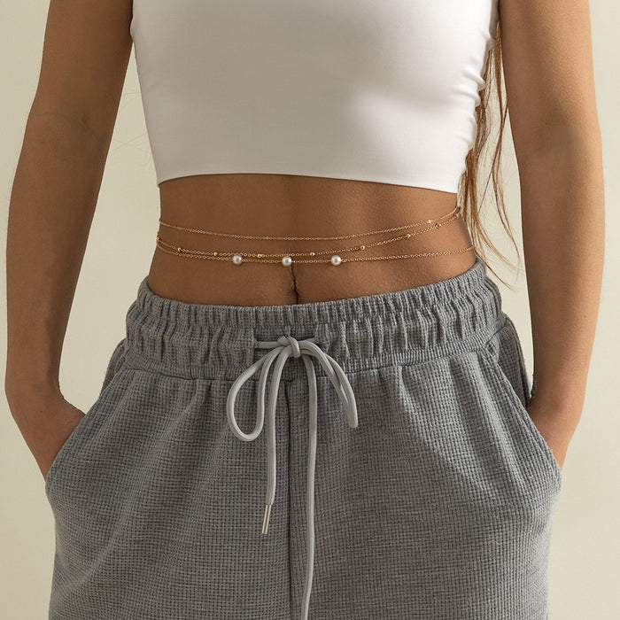 Simple Beaded Woven Sexy Waist Chain Suit