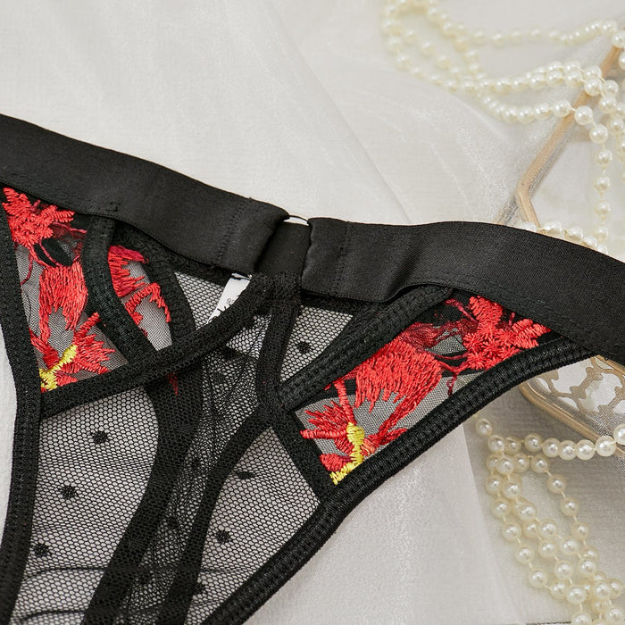 Sexy Lingerie Women's Mesh Embroidery Underwear Set