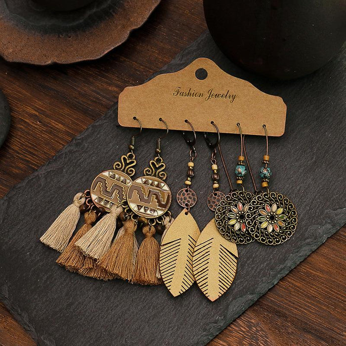 3 pairs/set Earrings Bohemian Style Jewelry  X0X36202