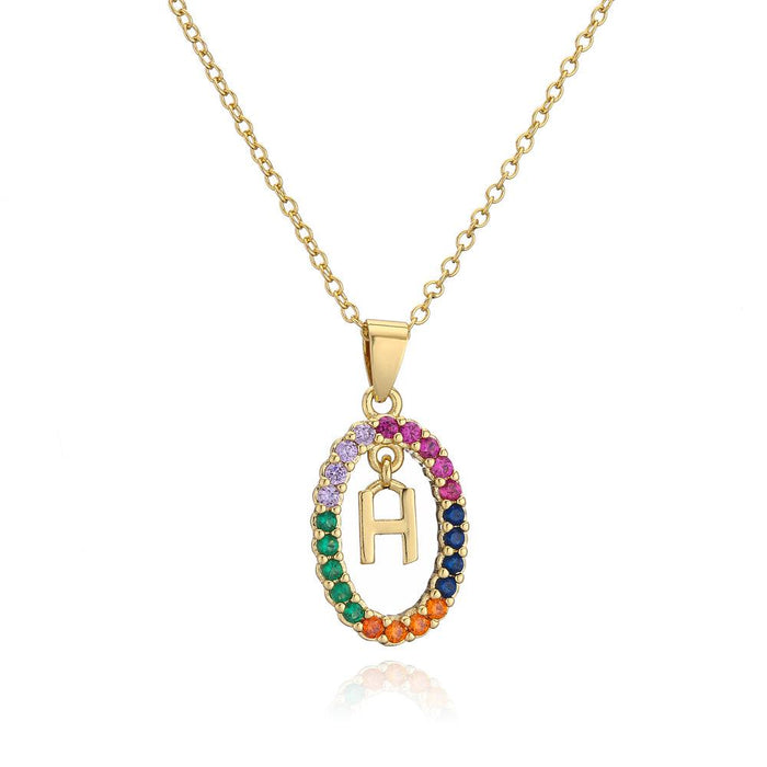 Ins Small Fresh 26 English Letter Zircon Pendant Necklace