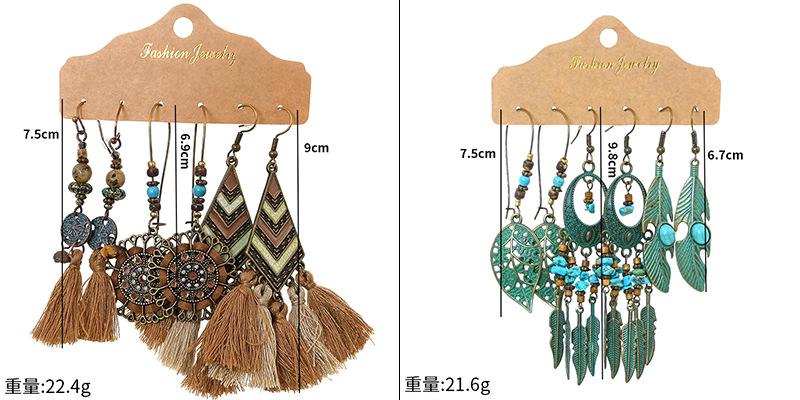 3 pairs/set Earrings Bohemian Style Jewelry X0X36195