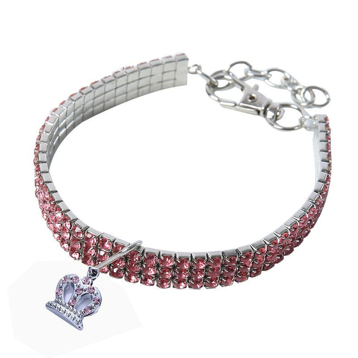 Pet Collar Rhinestone Elastic Necklace with Pendant