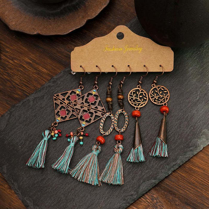 3 pairs/set Earrings Bohemian Style Jewelry  X0X36202