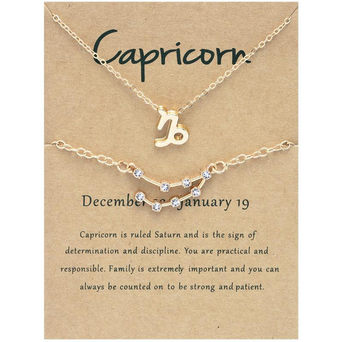 Twelve Constellations Necklace Diamond Bracelet Card Set