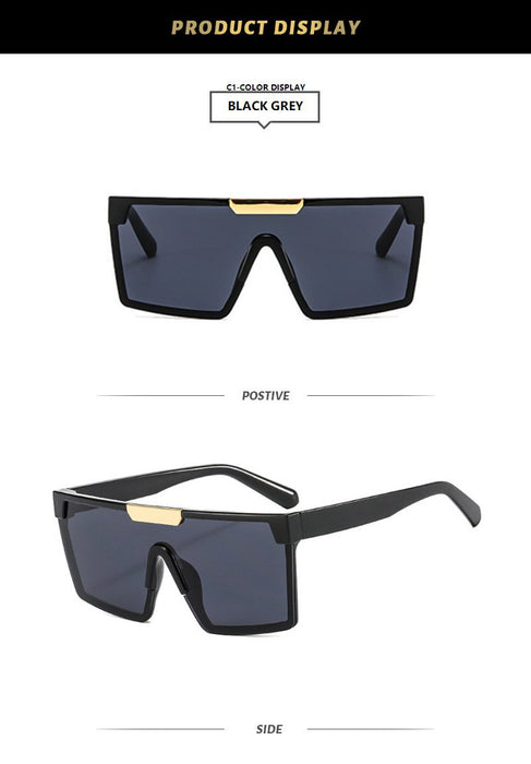 Square large frame one piece contrast Sunglasses