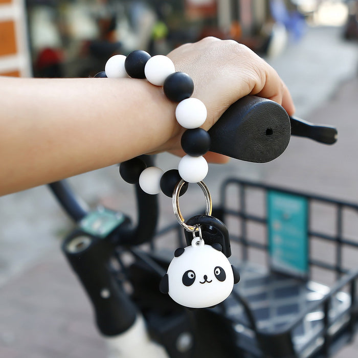 Handmade Panda Silicone Beaded Wrist Keychain