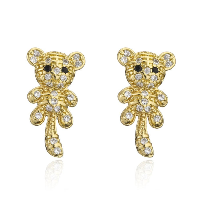 Ins Hot Sale Animal Earrings Gold Color Tiger Earrings