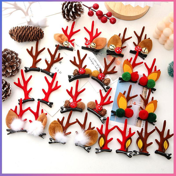 Christmas Antler Hairpin Elk Ear Bell Clip Cute Headwear