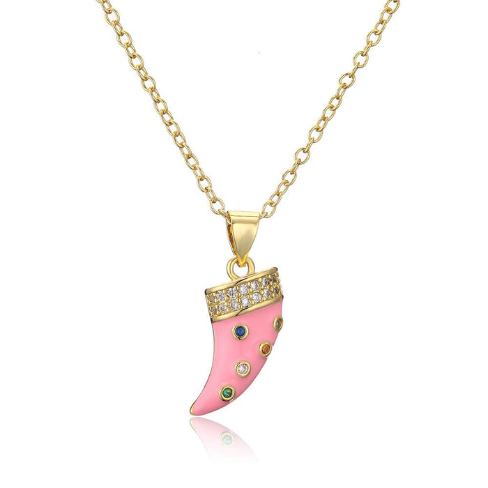 Fashion Personality Dripping Horn Pendant Gold Color Necklace