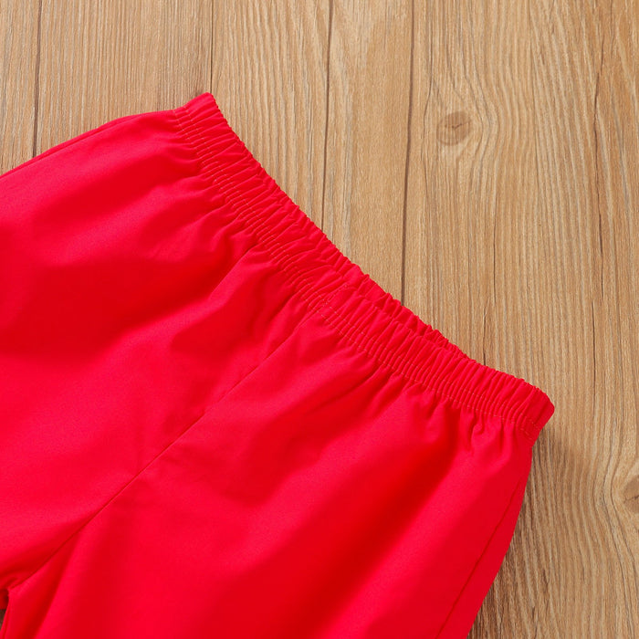 Boys' Lapel Short Sleeve Shirt Set